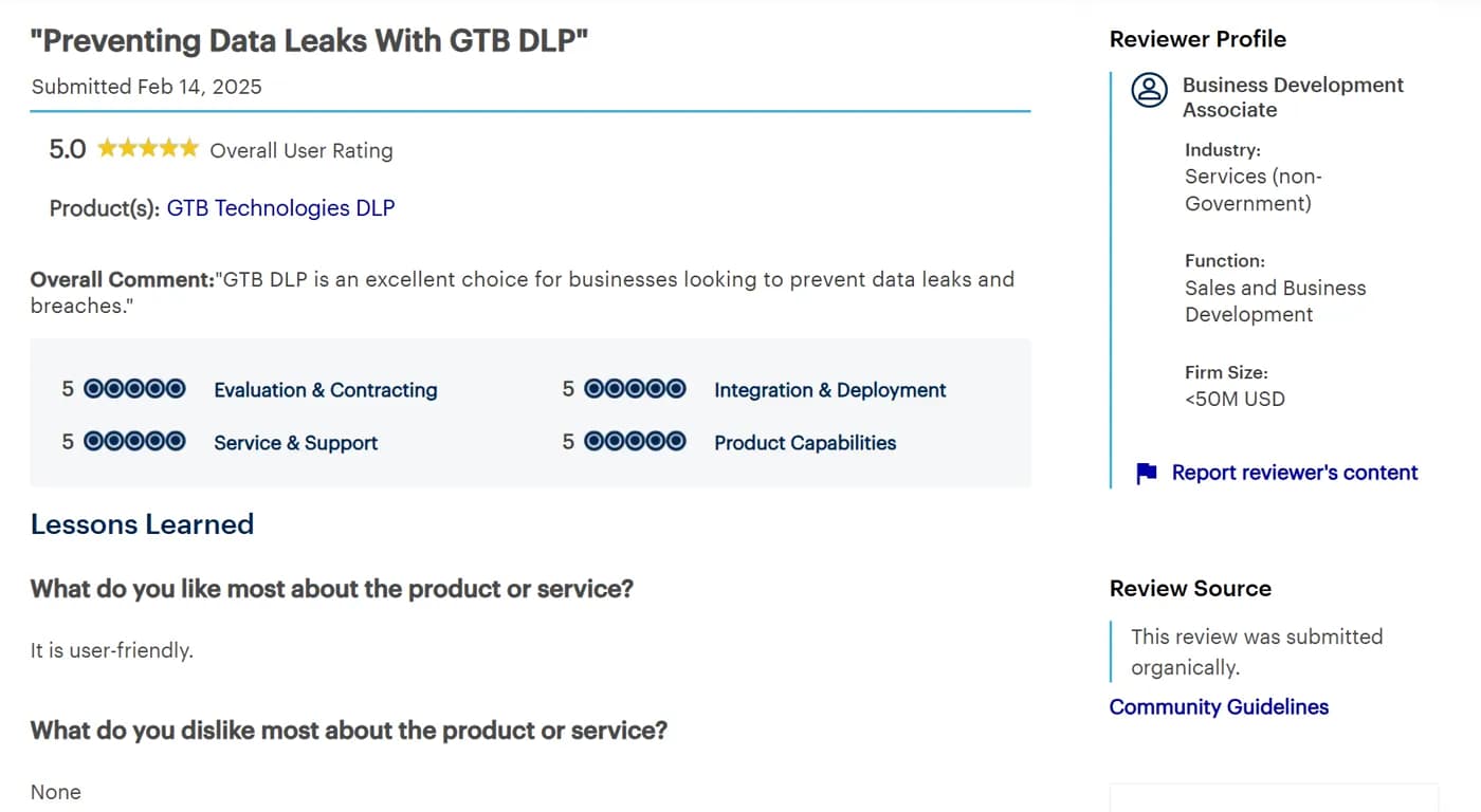 Gartner review screenshot 1