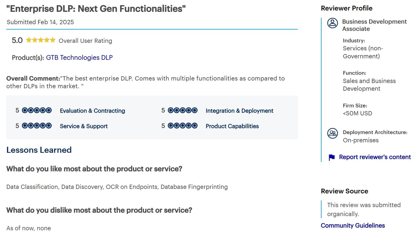 Gartner review screenshot 2