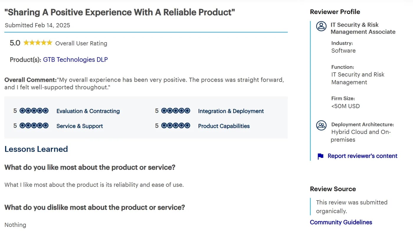 Gartner review screenshot 3
