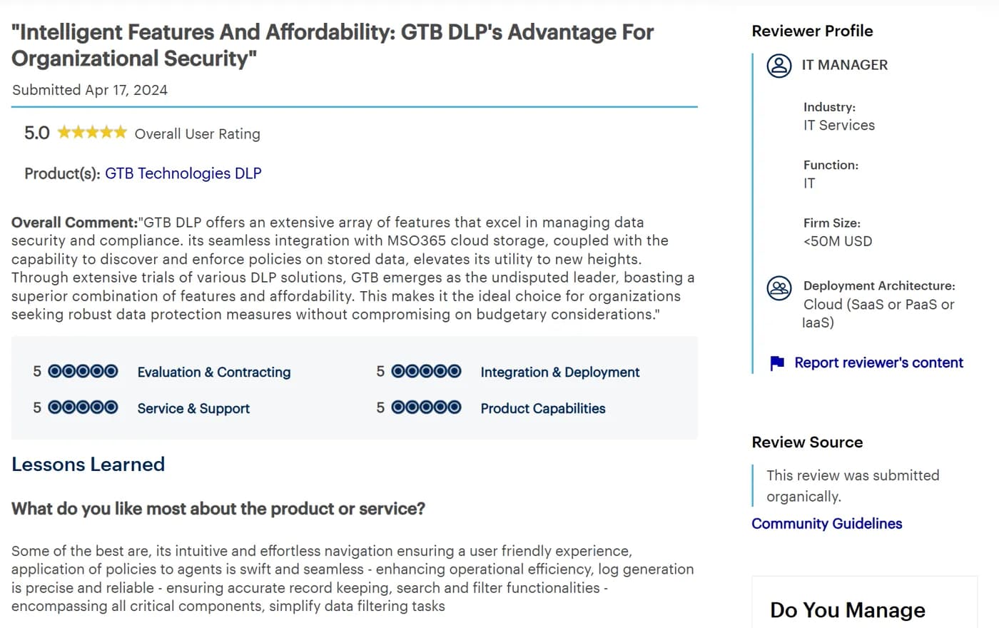 Gartner review screenshot 5