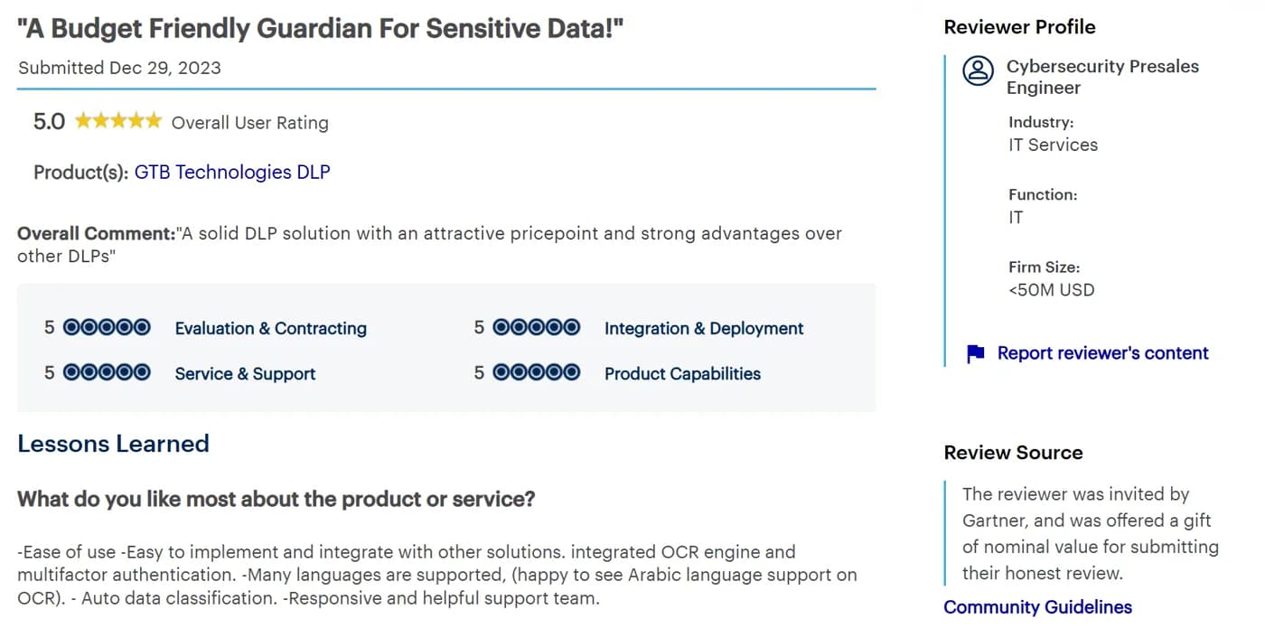 Gartner review screenshot 6