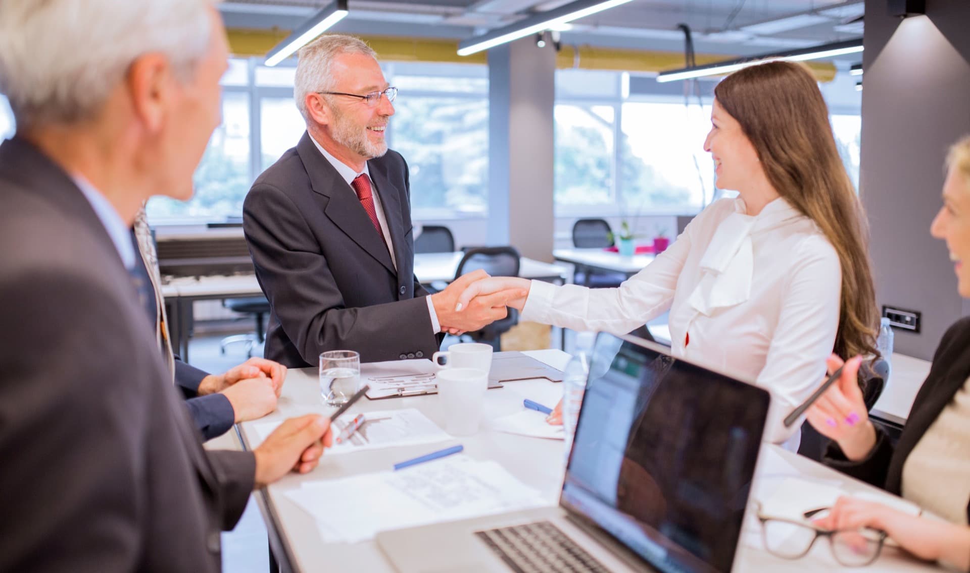 Government team meeting with secure data collaboration